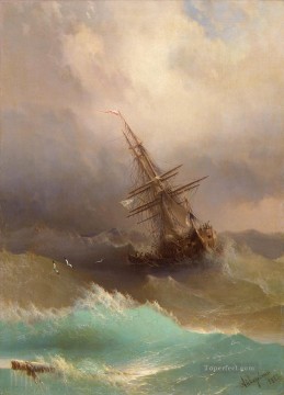 Barco de Ivan Aivazovsky en el mar tormentoso Paisaje marino Pinturas al óleo